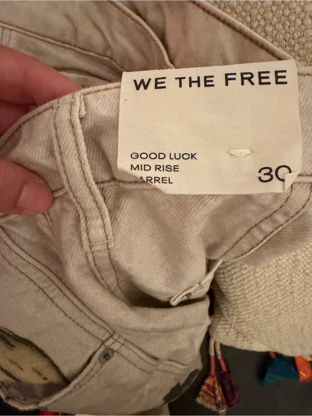 NWT We The Free Good Luck Printed Barrel Jeans in Go Bananas - Picture 5 of 6
